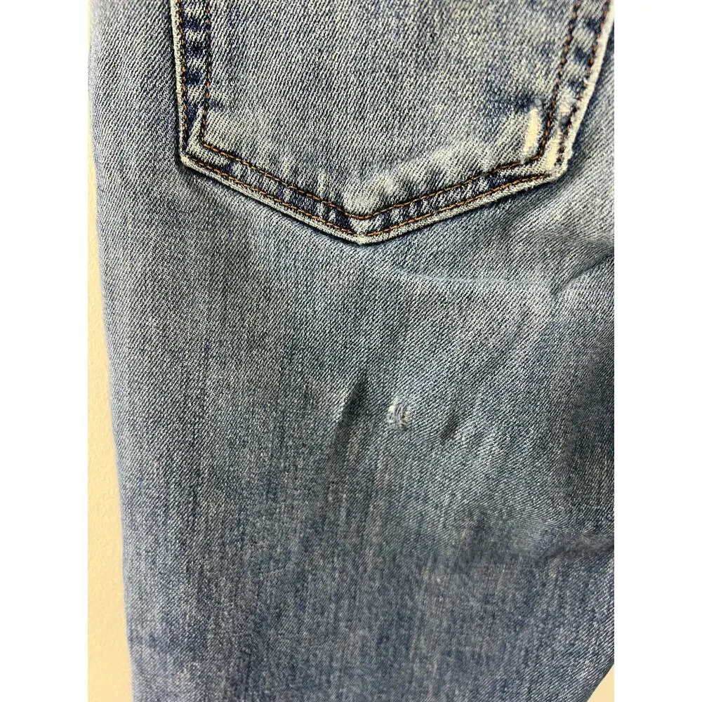 REFORMATION Blue Kasai Wash Mid-Rise Raw Hem Slim Denim Jeans Size 26